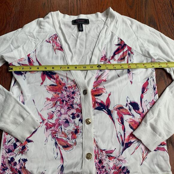 C. Wonder Floral Cardigan Sweater Womens Small Cream Pink Button Front NWOT - Picture 5 of 9